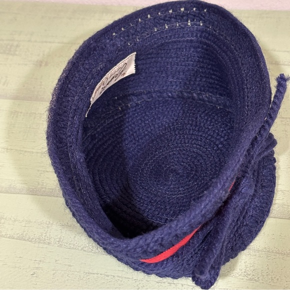 VTG 1960’s Cloche Bucket Hat Navy with Red Detail - Picture 5 of 6
